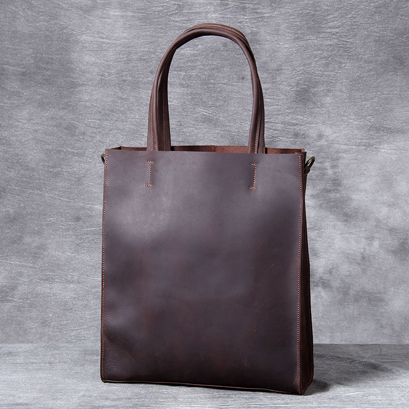 Structured Handbag Work - ヴィンテージ本革メンズハンドトートバッグシンプルなクレイジーホース牛革ショッピングホールドオール高級仕事ラップトップショルダーメッセンジャーバッグ