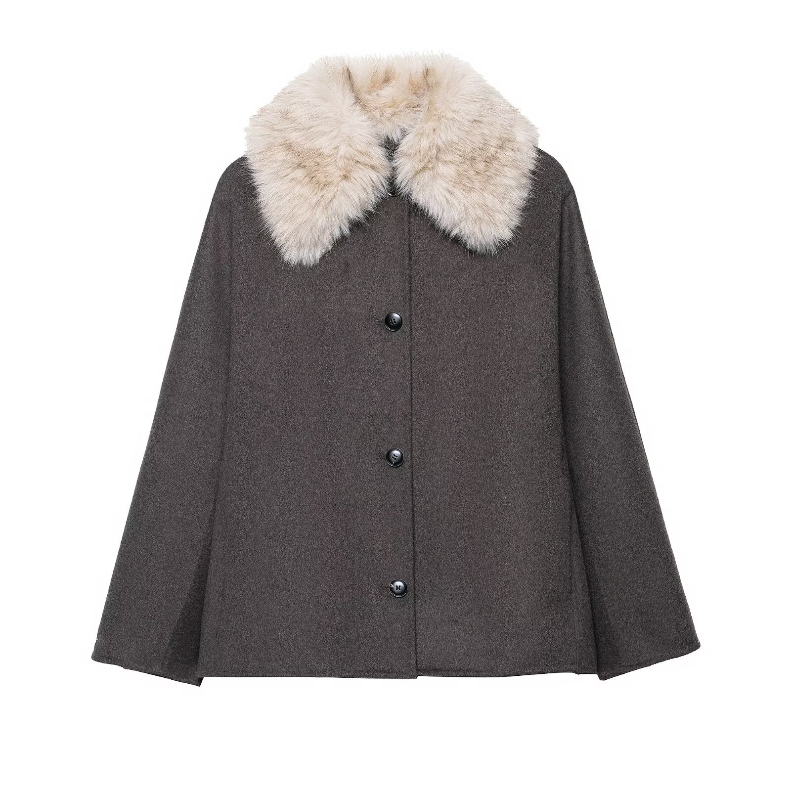 Women Formal Wear Stitching - フェイクファー襟付きコート レディース ロングイブニングドレス エレガント スリムフィット フォーマル