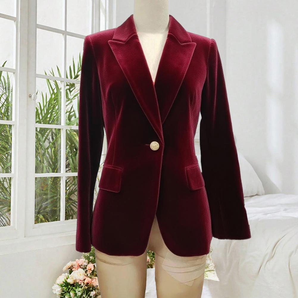 Women'S Formal Wear Wedding Guest - ベルベット大サイズ女性プロムピークドラペルレディオフィスタキシード結婚式のゲスト着用スリムフィットイブニングフォーマルブレザーアウター