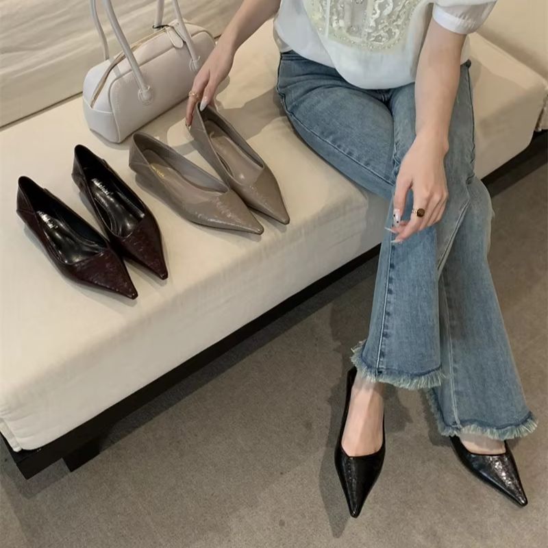 Women'S Work Fashion - 女性の夏のポインテッドトゥベーシックシューズサンダルファッションシューズレディースエレガントなローヒールワークシューズストリッパーパーティーサンダル