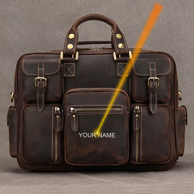Structured Handbag Work - Luufan-メンズヴィンテージクレイジーホースレザーブリーフケース、ビジネスハンドバッグ、ラップトップメッセンジャーバッグ、ビッグファイル、ワークトート、15.6インチ