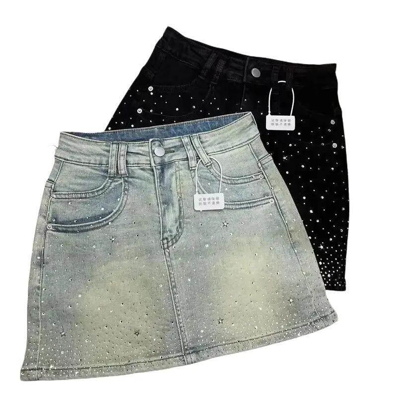 K&G Women'S Formal Wear - K 59702 ラインストーンデニムスカート キラキラ輝くダイヤモンド装飾 メンズカジュアルスポーツウェア クロスボーダーファッション