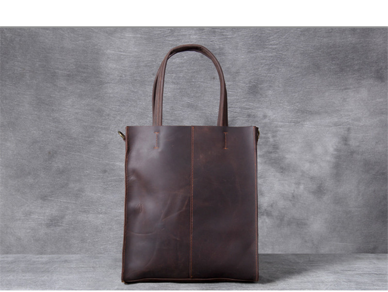 ヴィンテージ本革メンズハンドトートバッグシンプルなクレイジー - Structured Handbag Work のレビューと価格