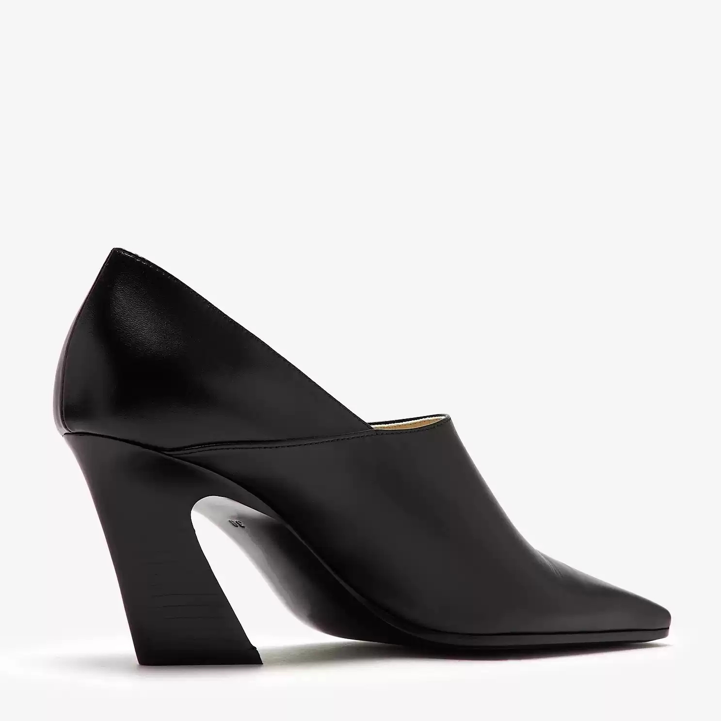 レディース ブラック レザー スクエアトゥ ブロックヒール  - Women Formal Office Wear Shoes のレビューと価格