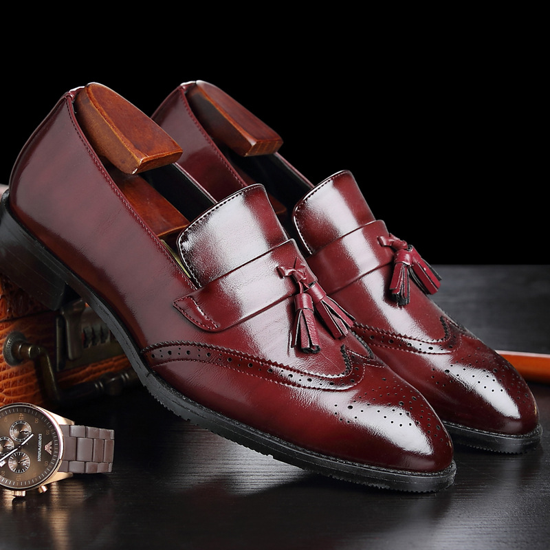 クラシックなメンズレザータッセルローファー、手作りのスリッポ - Women Formal Office Wear Shoes のレビューと価格