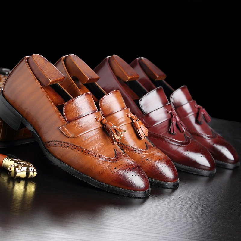クラシックなメンズレザータッセルローファー、手作りのスリッポ - Women Formal Office Wear Shoes のレビューと価格