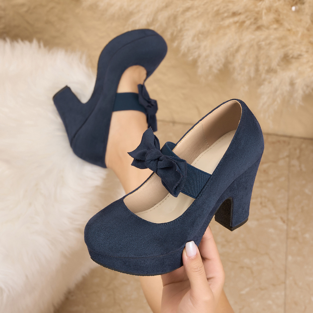 大きいサイズのレディース、ボウタイ付きメリージェーンシューズ - Women Formal Office Wear Shoes のレビューと価格