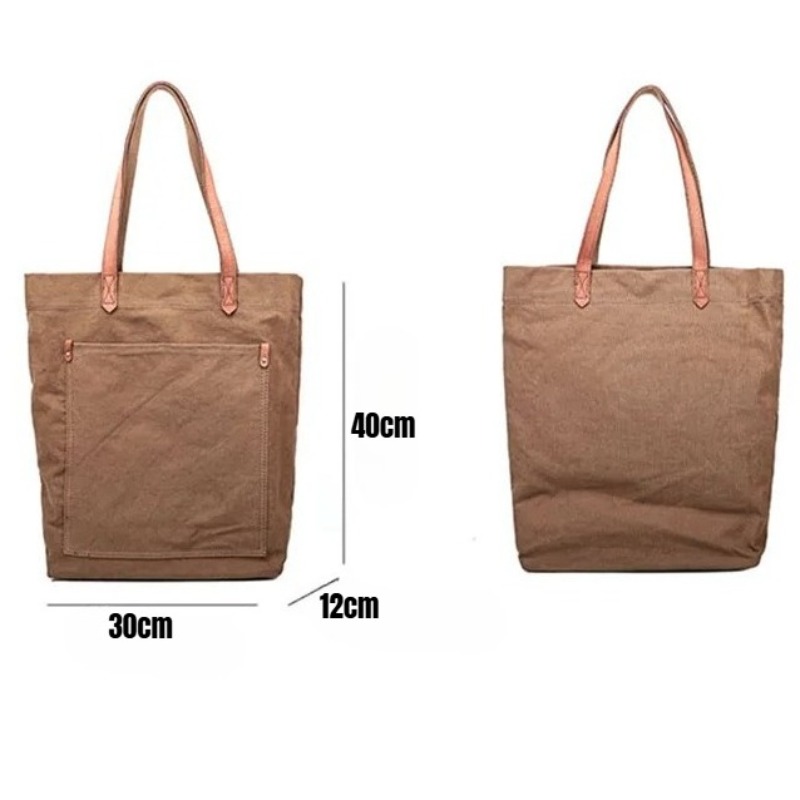 メンズキャンバスレザートートバッグ ヴィンテージ 本革 大容 - Structured Handbag Work のレビューと価格