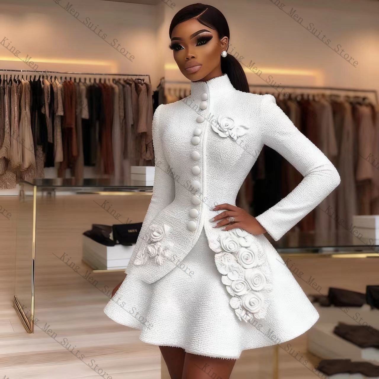 高級白人女性スーツセット 2 個ブレザー + ショートミニウ - Women'S Formal Wear Wedding Guest のレビューと価格