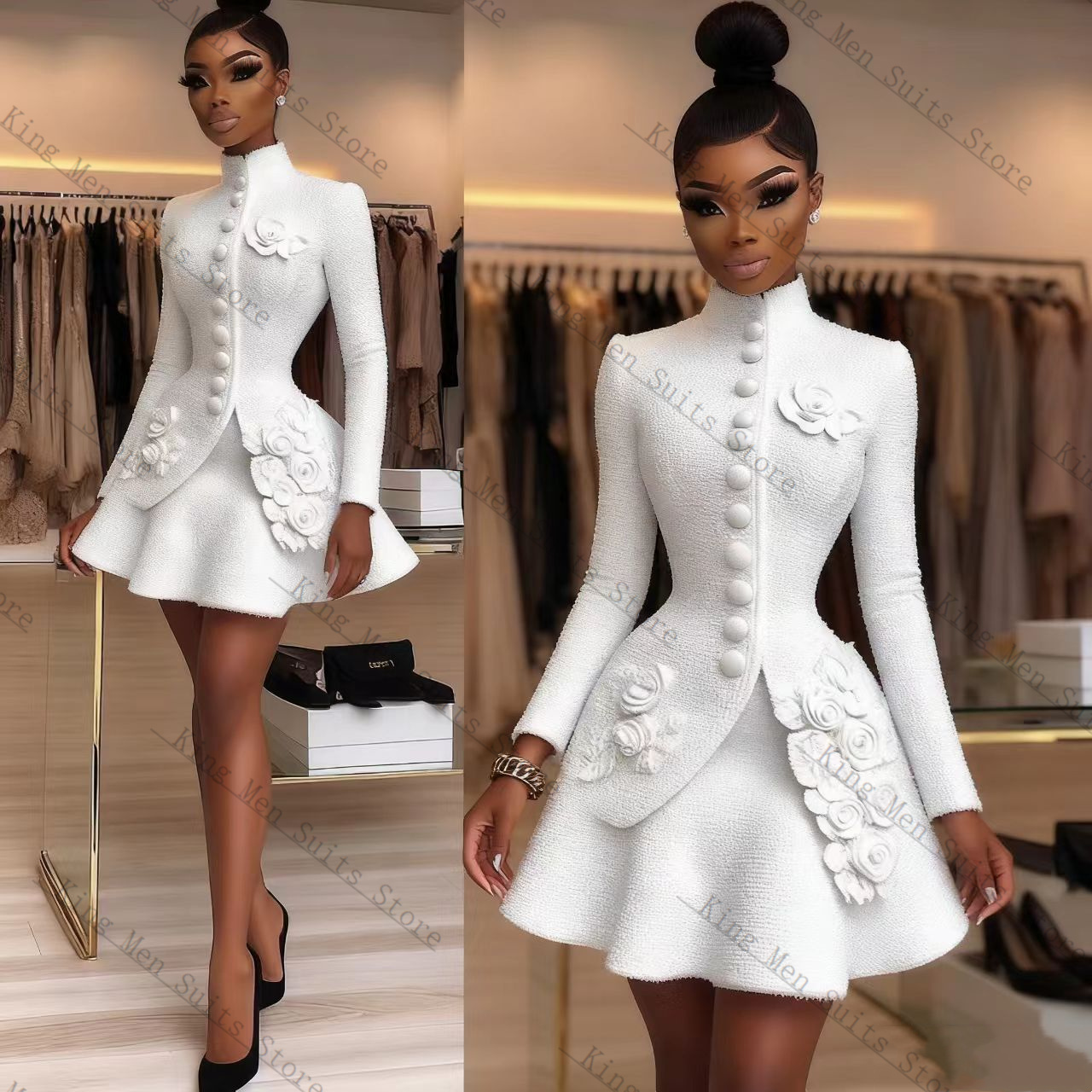 高級白人女性スーツセット 2 個ブレザー + ショートミニウ - Women'S Formal Wear Wedding Guest のレビューと価格