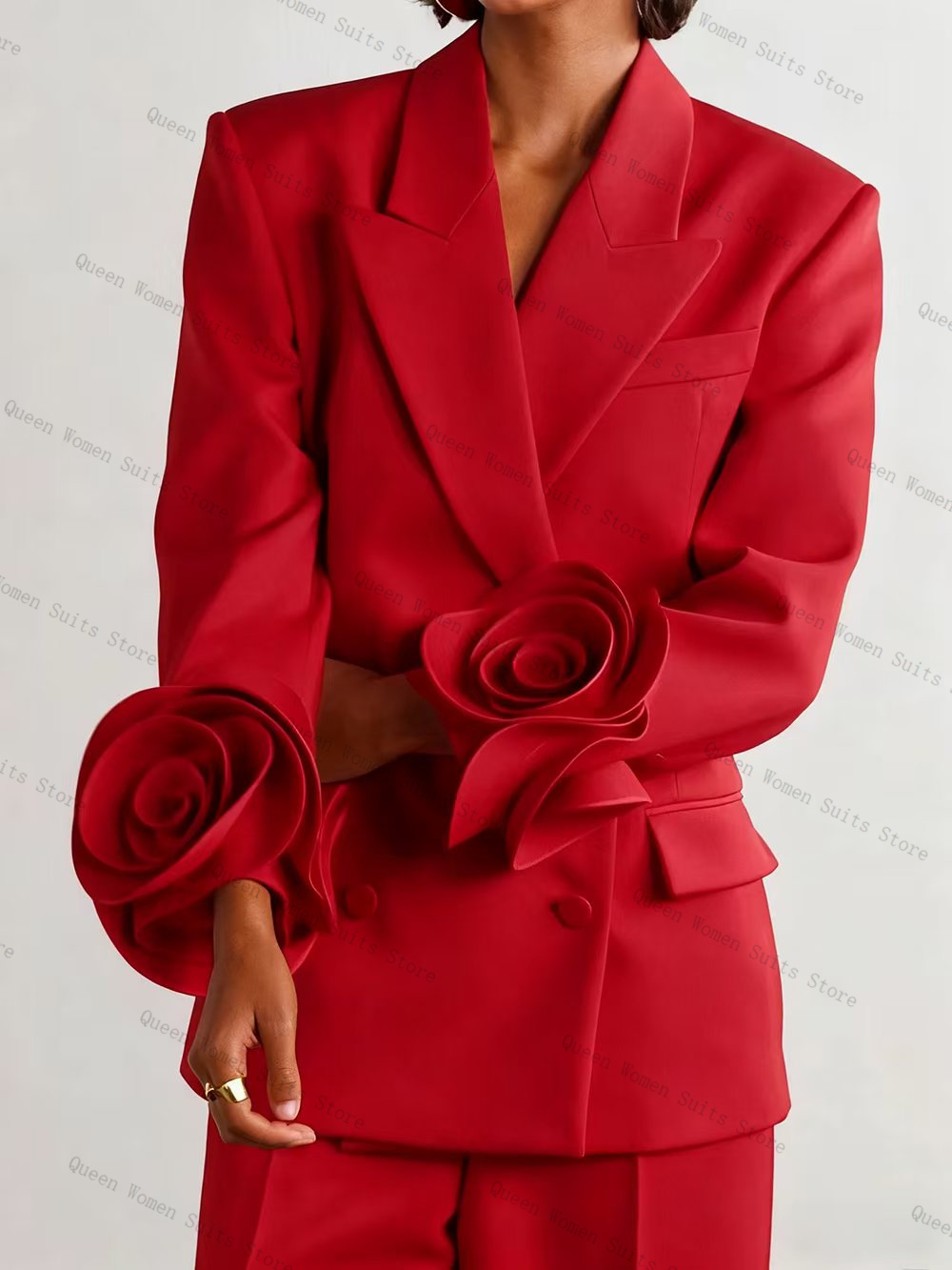 高級レッド女性スーツセット 2 個ブレザー + パンツズボン - Women'S Formal Wear Wedding Guest のレビューと価格