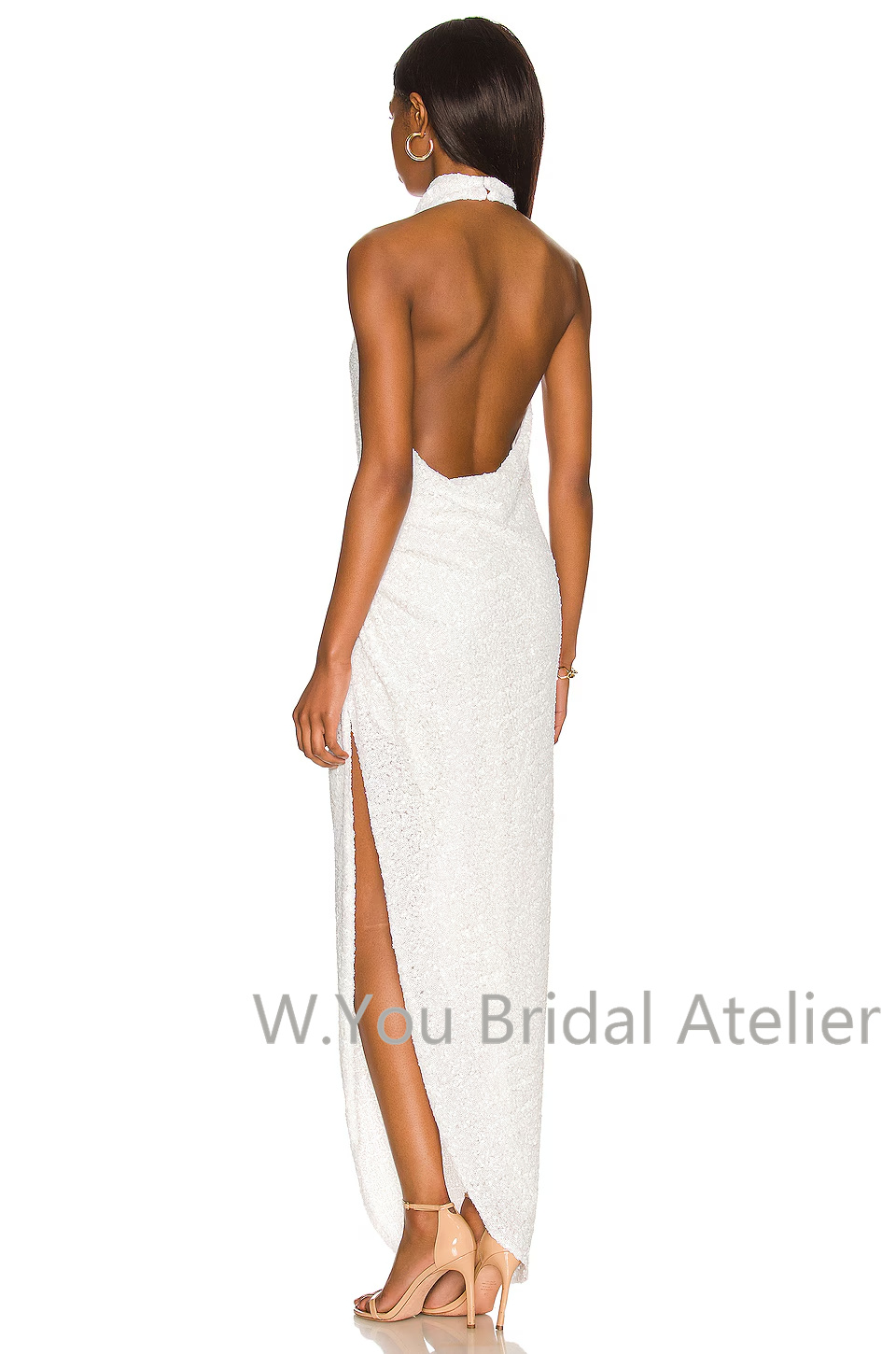 イブニングドレス ホルターネックラインドレス ホワイトスパン - Women'S Formal Wear Wedding Guest のレビューと価格