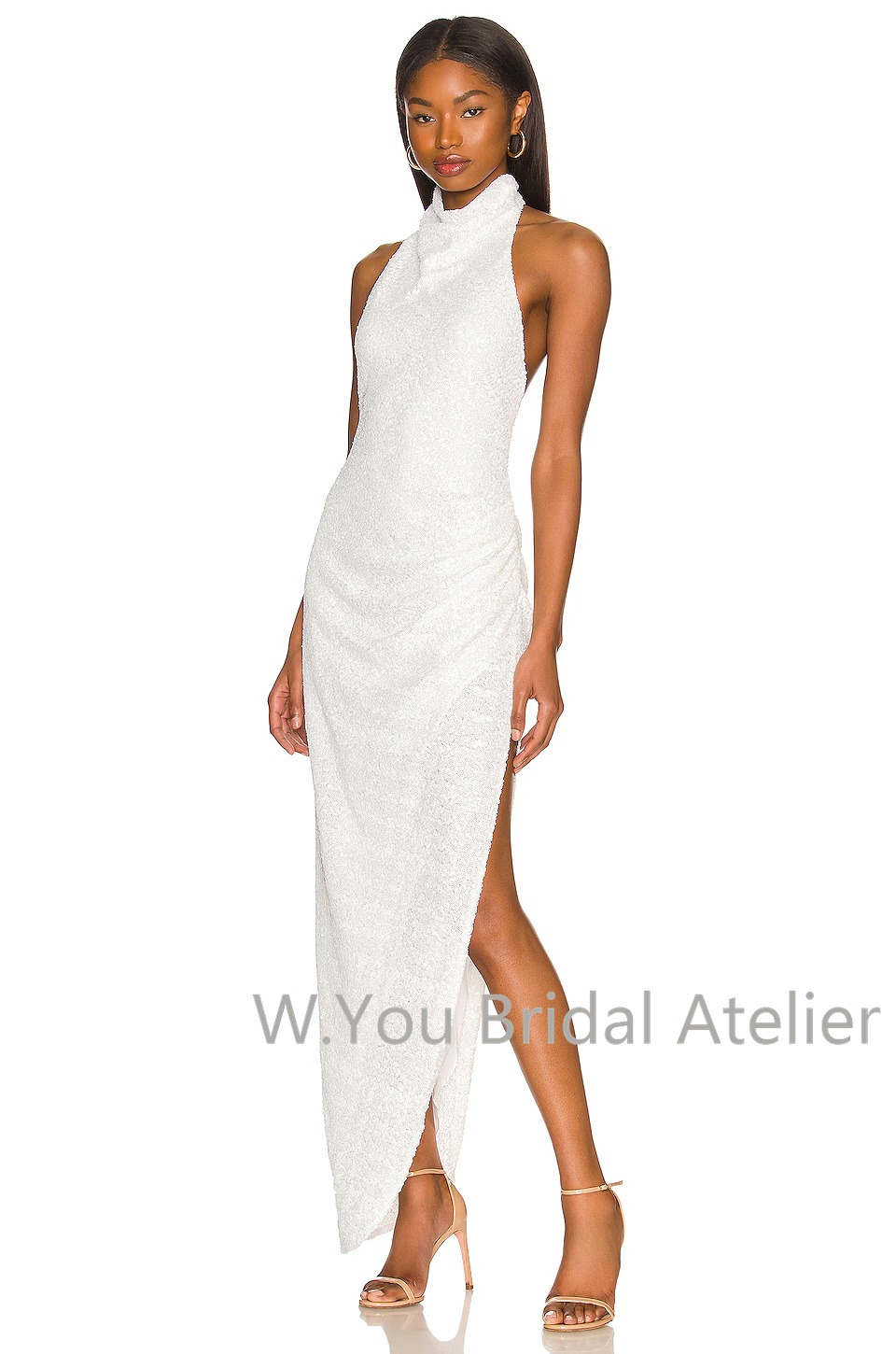 イブニングドレス ホルターネックラインドレス ホワイトスパン - Women'S Formal Wear Wedding Guest のレビューと価格
