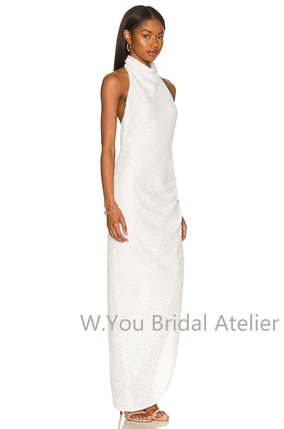 イブニングドレス ホルターネックラインドレス ホワイトスパン - Women'S Formal Wear Wedding Guest のレビューと価格