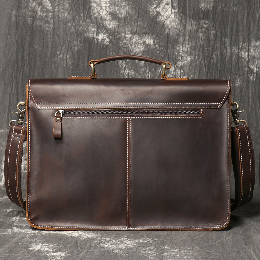 男性用クレイジーホースヴィンテージレザーバッグ,大容量,15 - Structured Handbag Work のレビューと価格