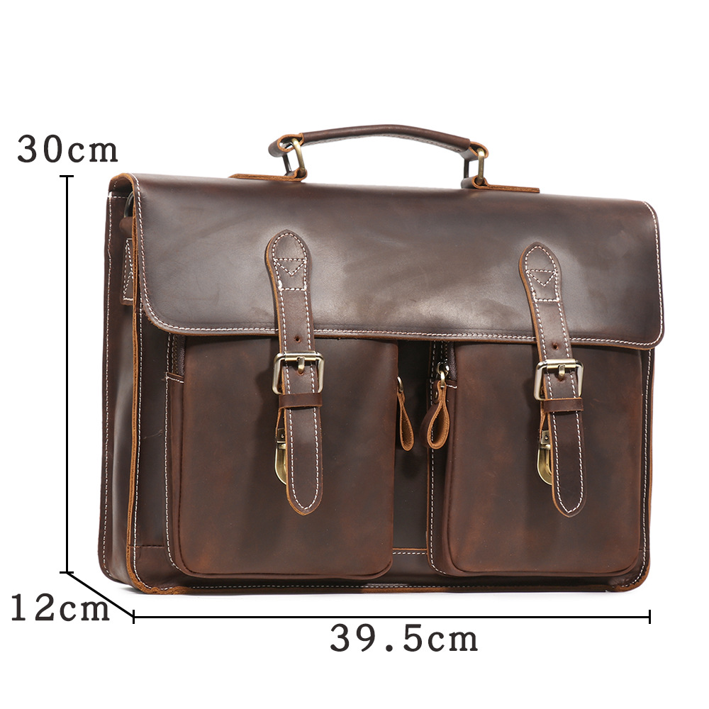 男性用クレイジーホースヴィンテージレザーバッグ,大容量,15 - Structured Handbag Work のレビューと価格