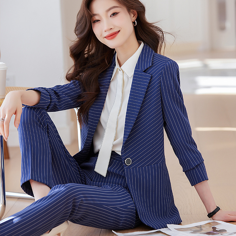 ブルーストライプスーツ レディース2025新作 春秋 エレガ - Women Formal Wear Store のレビューと価格