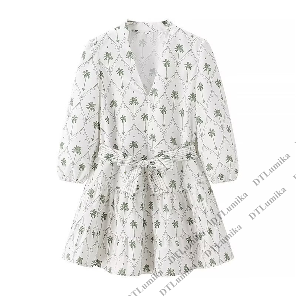 DTLumika パームツリープリント ラップドレス Vネッ - Women'S Formal Resort Wear のレビューと価格